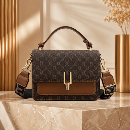 Vintage Square Crossbody Bag with Wide Strap